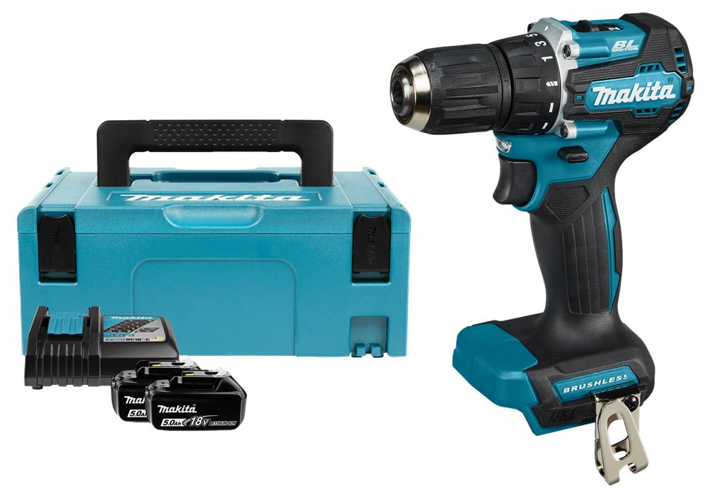 Makita Accu Boor-/Schroefmachine DDF487RTJ 18V 2x5,0Ah Met Snellader In Mbox