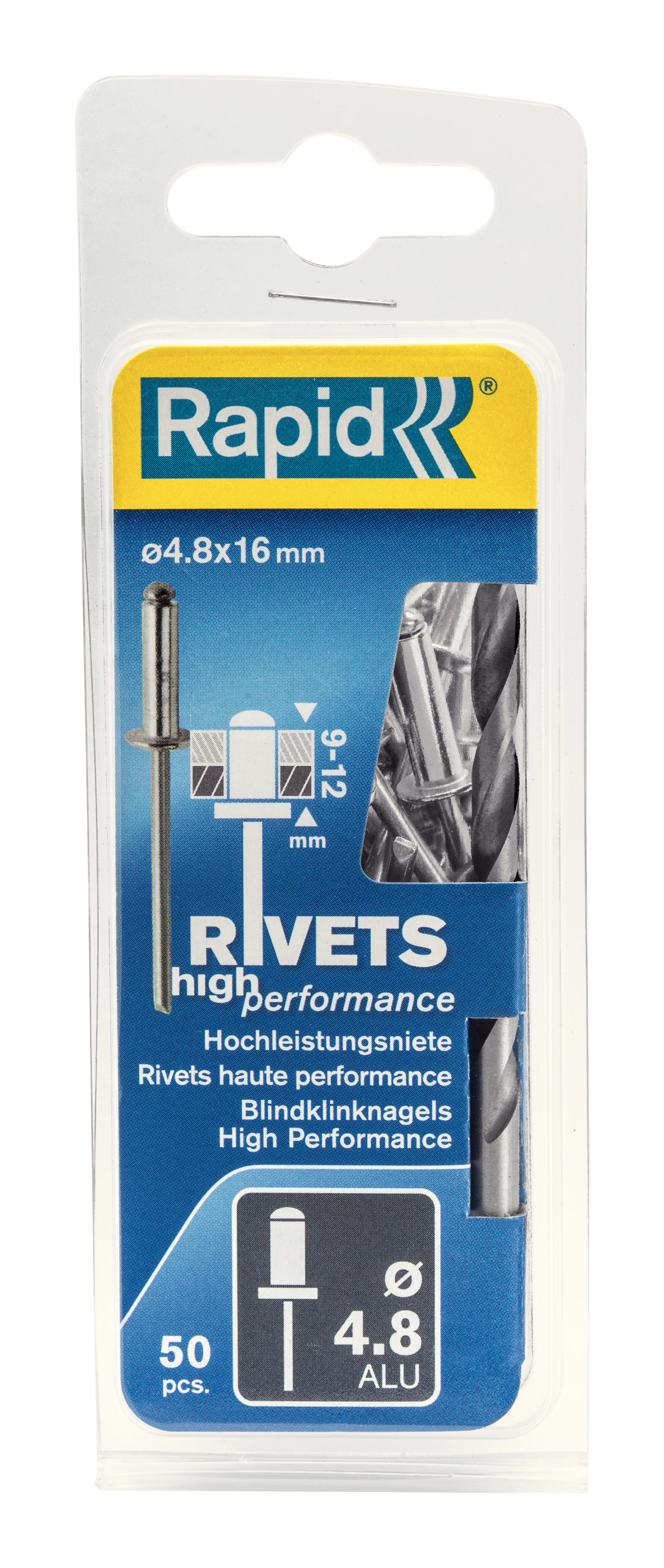 Rapid Blindklinknagel High Performance 4.8x16mm Aluminium Met Boor 50st