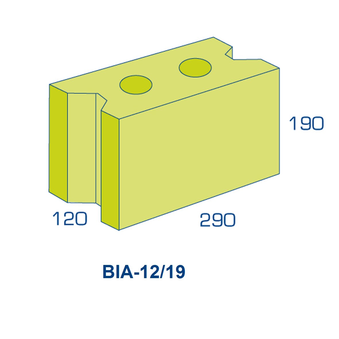 BIA Lichtbetonblok 12/19 Vuilwerk 290x120x190mm 601