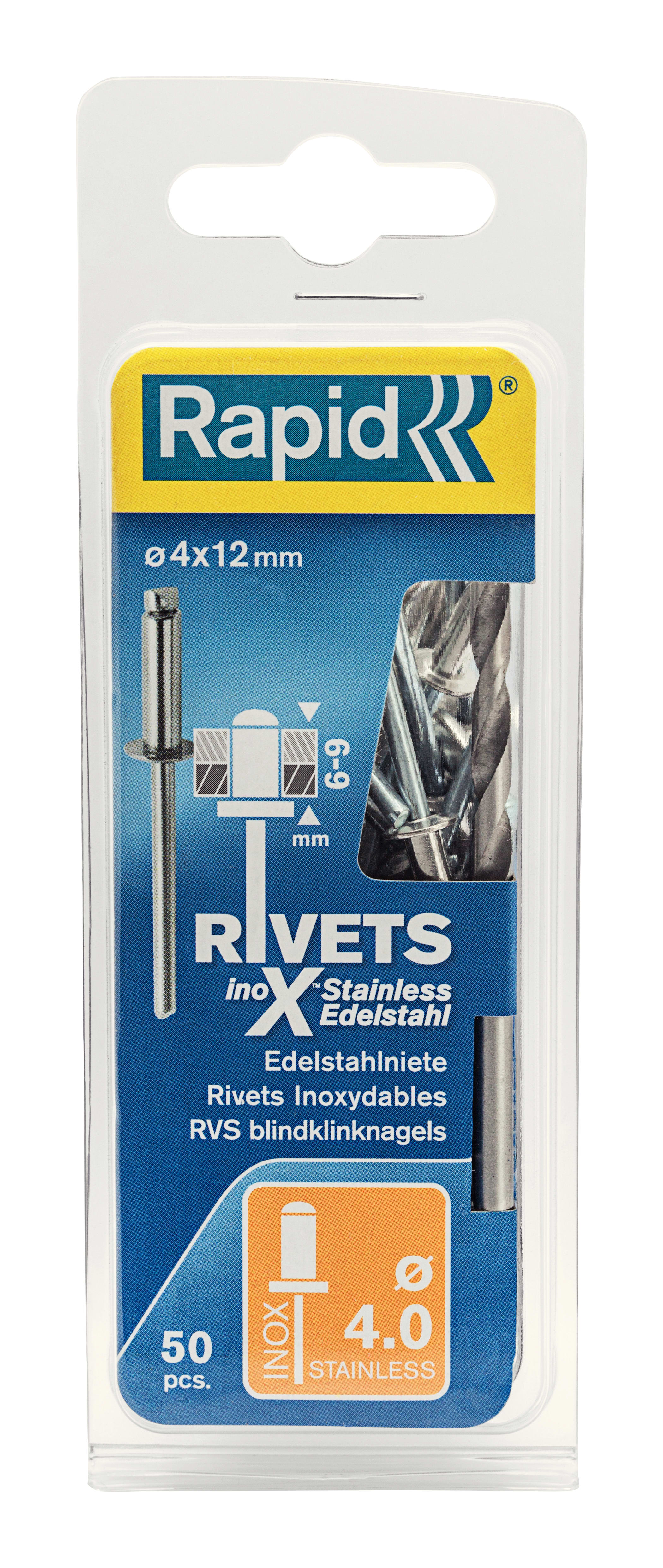 Rapid Blindklinknagel High Performance 4.0x12mm RVS Met Boor 50st