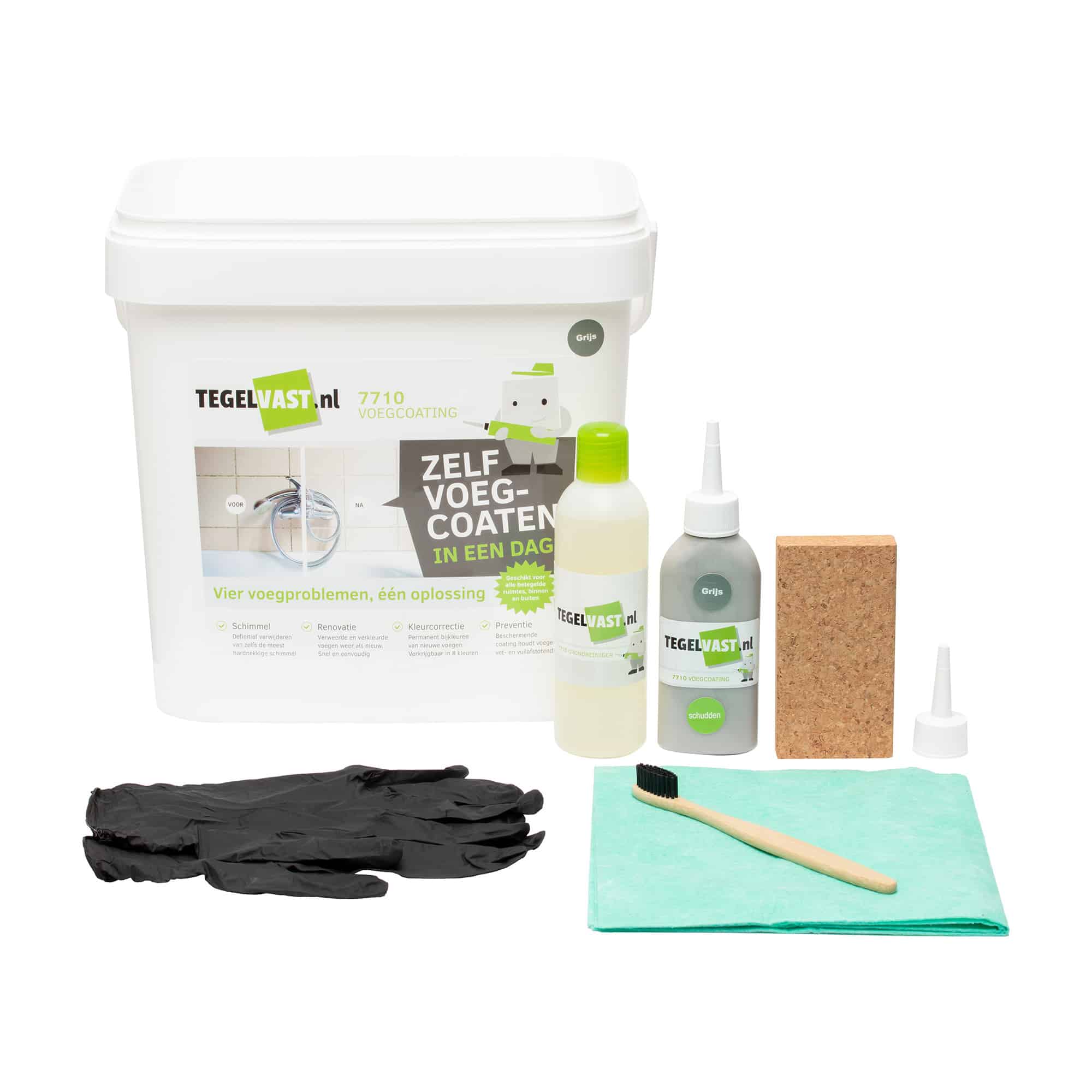 Tegelvast Kleurcoating 125ml Standaard Kleur Grijs Set