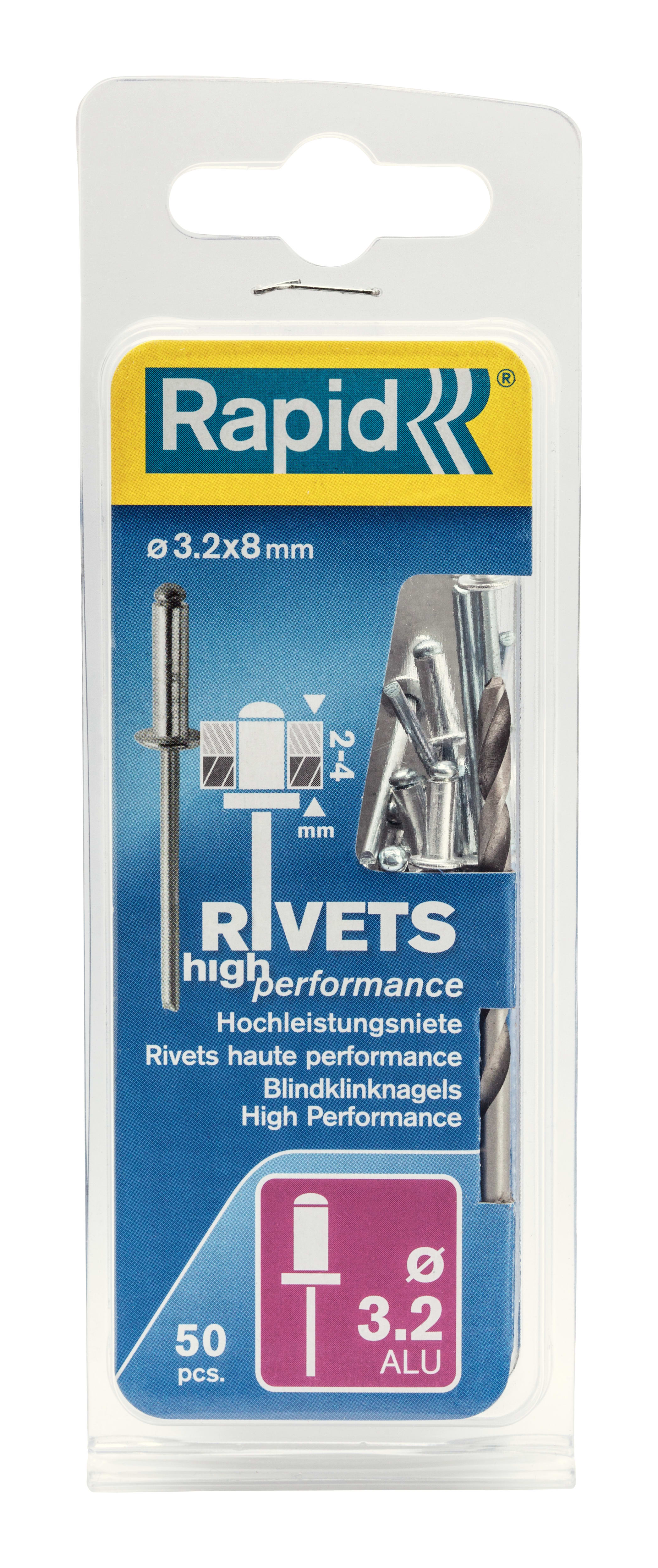 Rapid Blindklinknagel High Performance 3.2x8mm Aluminium Met Boor 50st