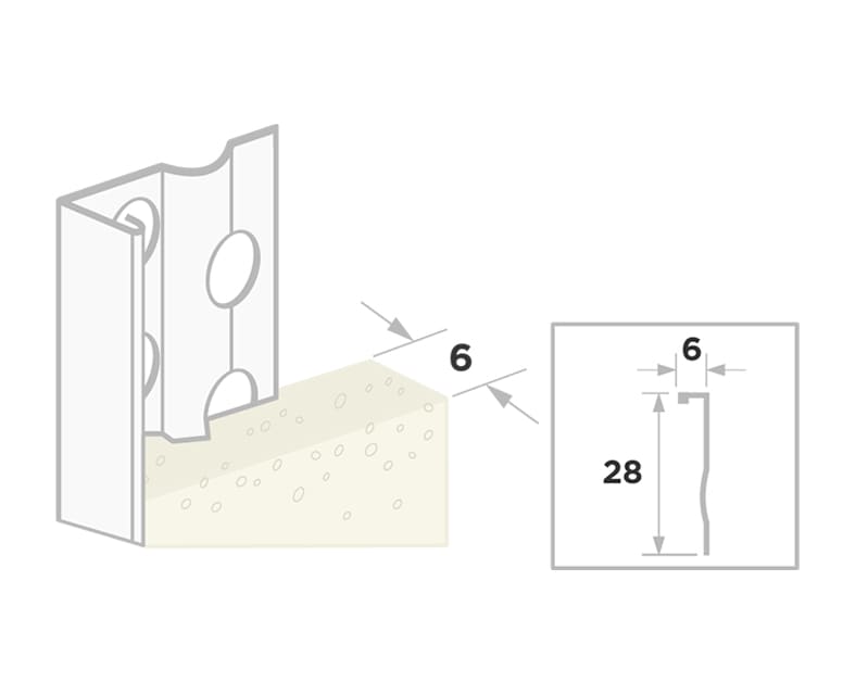 Ripstaal Stucstopprofiel 1216 WIT 300cm 6mm Verzinkt Staal Wit Gelakt