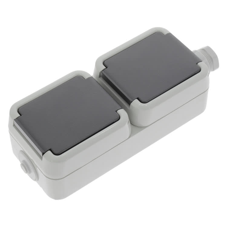 PEHA Contactdoos Opbouw 2-Voudig Randaarde Spatwaterdicht Wartel M20 Grijs