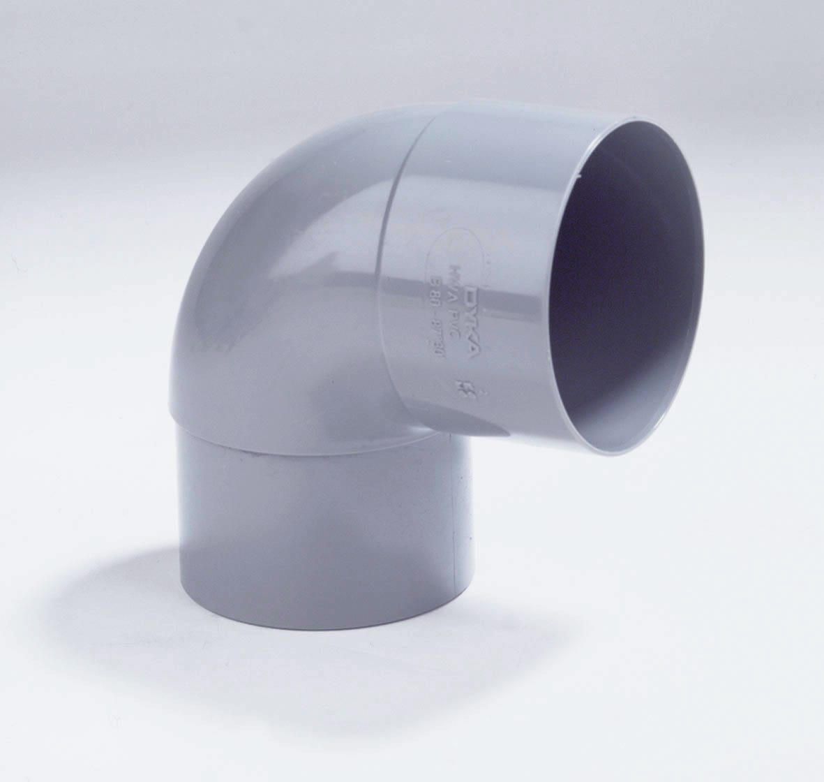 Dyka PVC RWA Bocht 80mm 1LV/1VS 87,5 Graden Grijs Lijmmof/Verjongd Spie