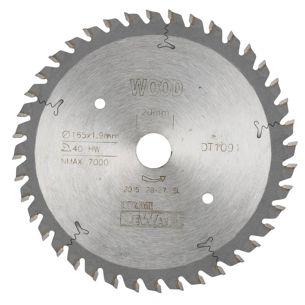 Product afbeelding voor DeWALT Cirkelzaagblad DT1091 165x20mm 40tands Wissel Positief 2mm