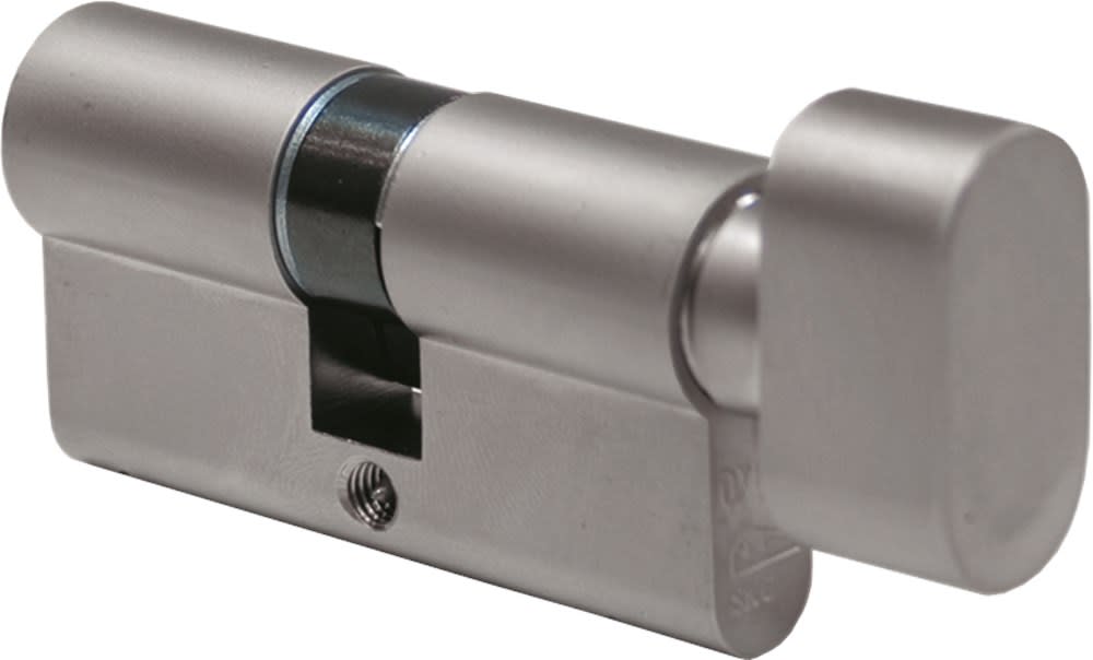 Oxloc Profielcilinder Met Knop O5 Dubbel 30/K30mm Staal Vernikkeld Mat SKG2