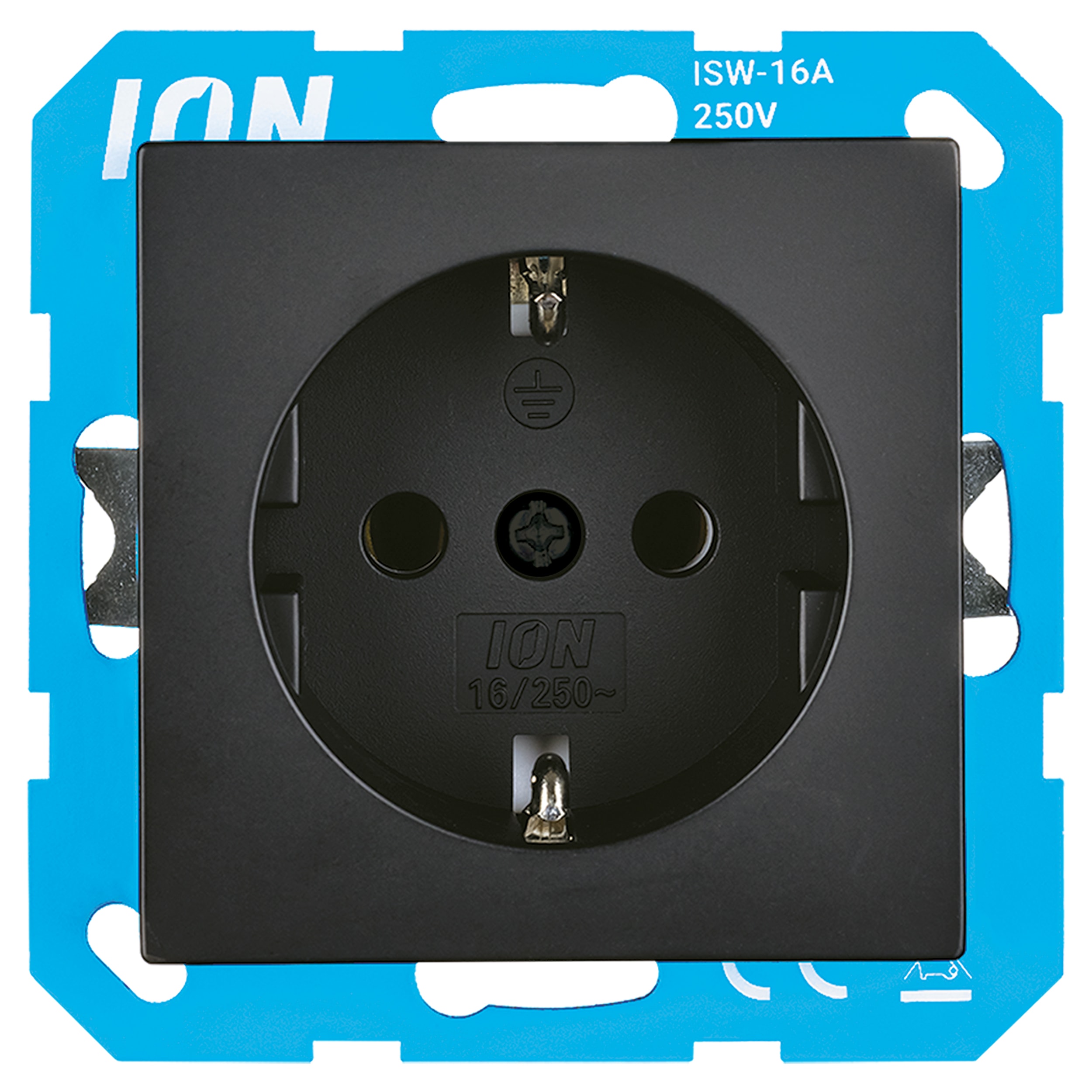 ION Industries V1/J1 Contactdoos Inbouw 1-Voudig Randaarde Zwart