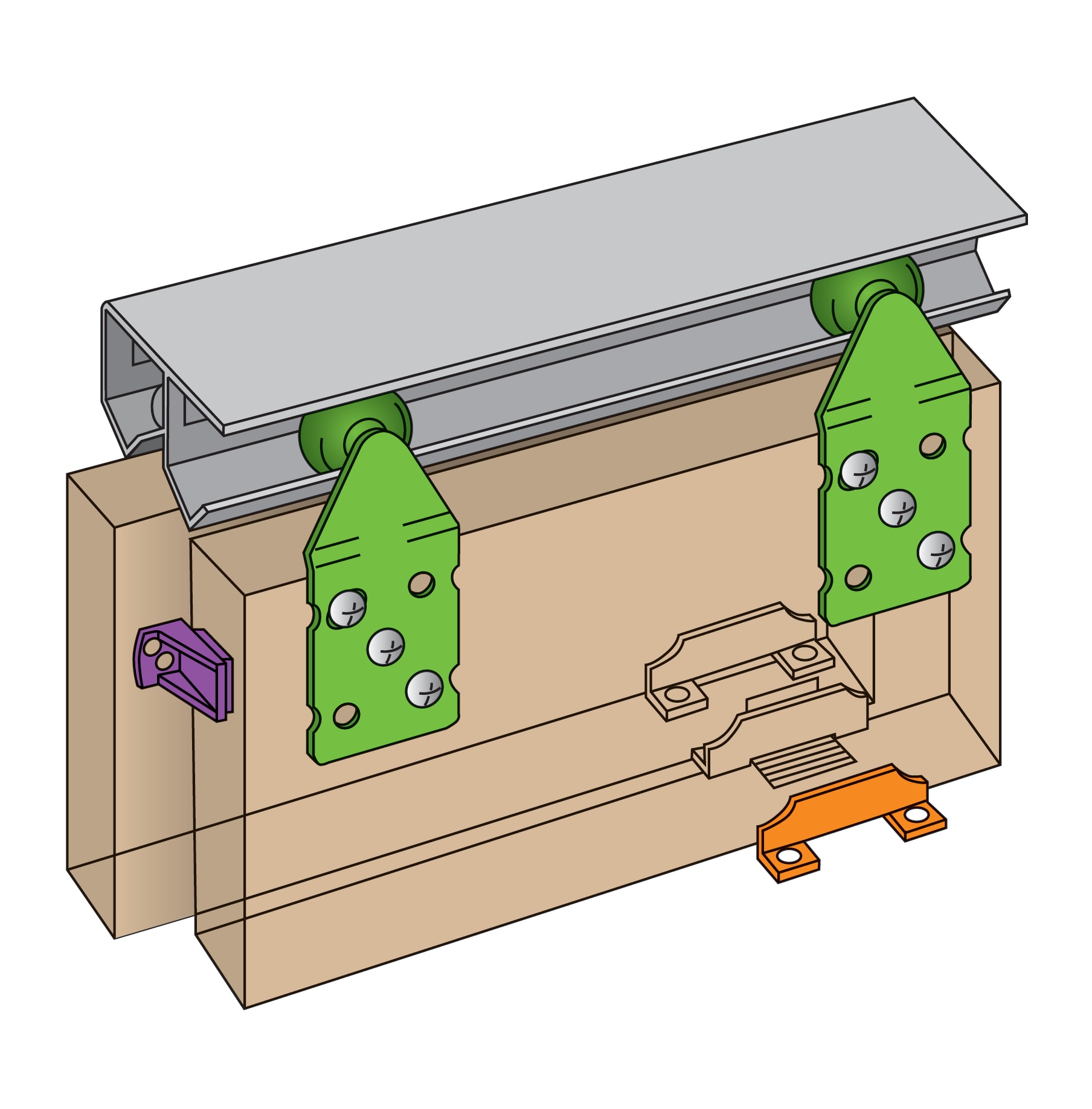 Henderson Schuifdeurgarnituur Double Top W24/EU 2400mm 45kg