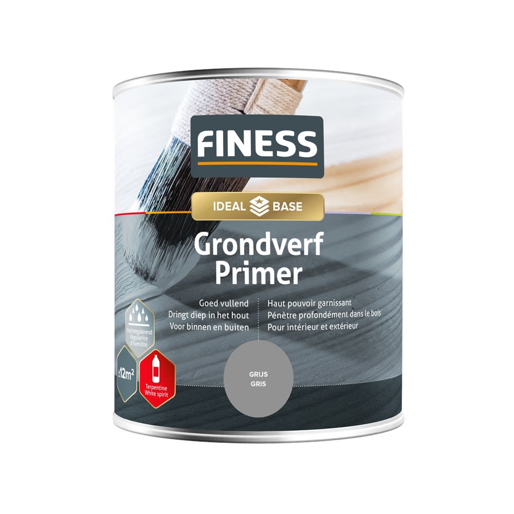 Finess Grondverf Binnen/Buiten 750ml Grijs