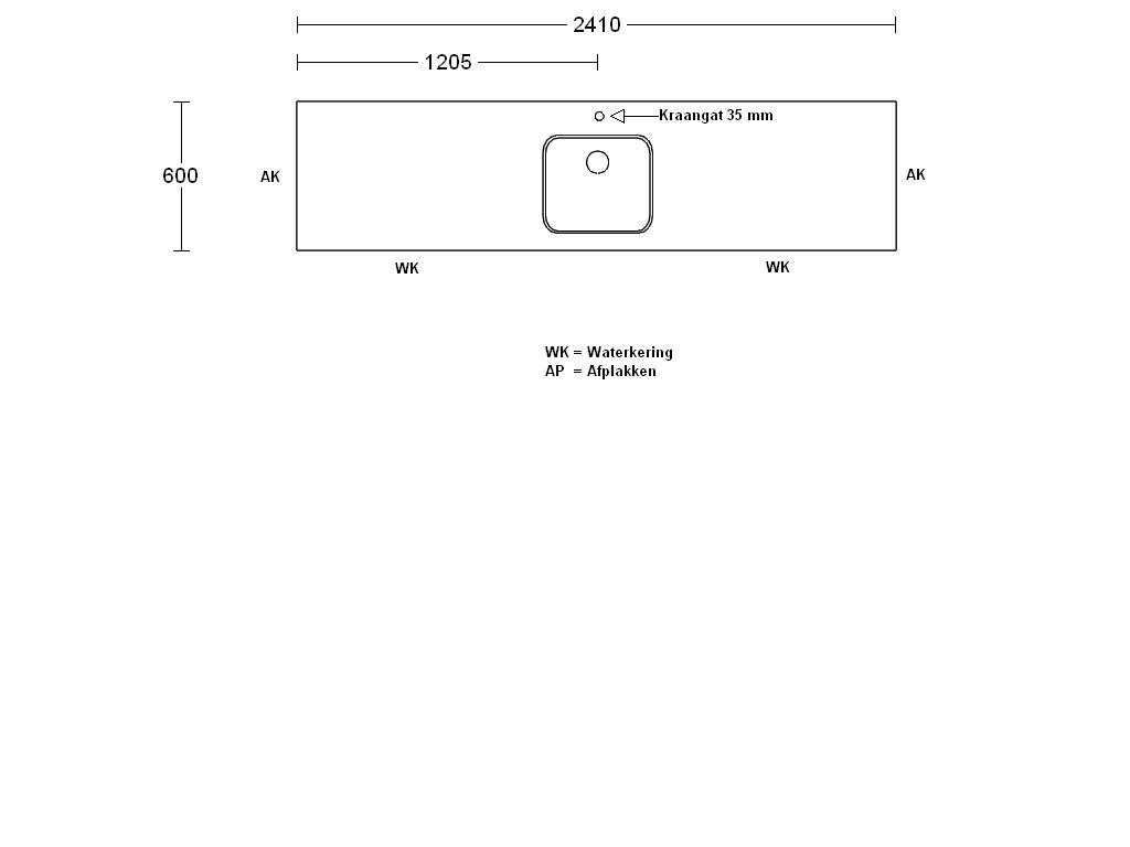 Product afbeelding voor Procasa Keuken Werkblad 241x60cm Multiplex Zwart DE 2390 Voorzien Van Waterkering Zijkanten Afgewerkt Inclusief Spoelbak Lanseto 043N