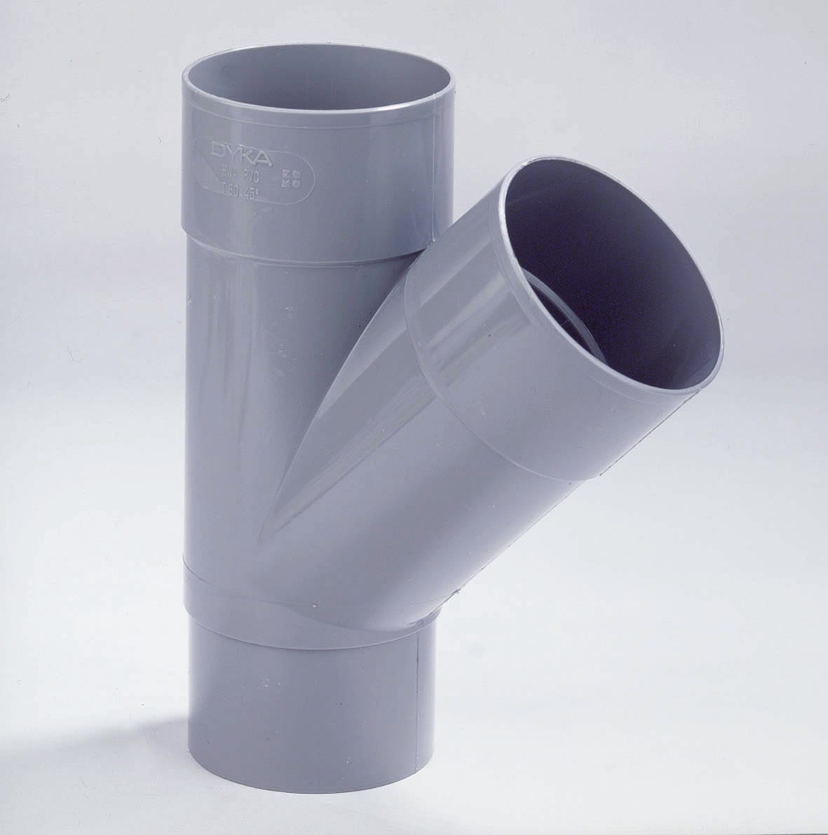 Dyka PVC RWA T-Stuk 80mm 45 Graden 2x Lijmmof/Verjongd Spie Grijs