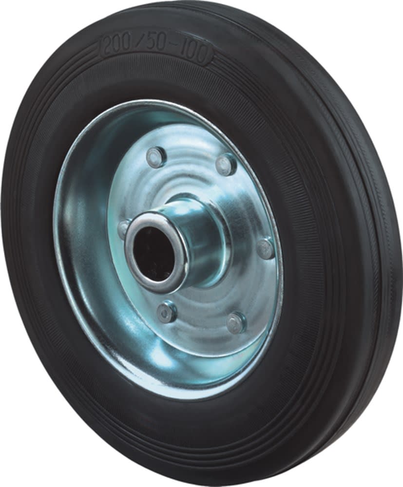 Kelfort Wiel Met Rollager 200mm Loopvlak Rubber Zwart Velg Zilver