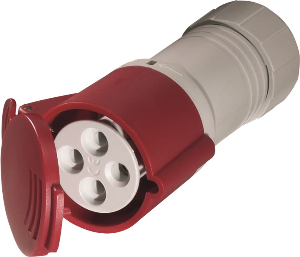 Kelfort Contrastekker Randaarde Recht 5-polig 400V 16A CEE Kunststof Grijs/Rood