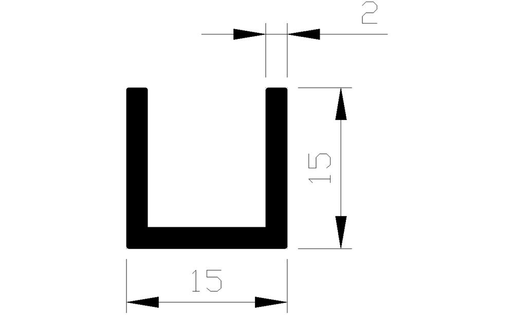 AluArt U-Profiel 15x15x15x2mm 3m