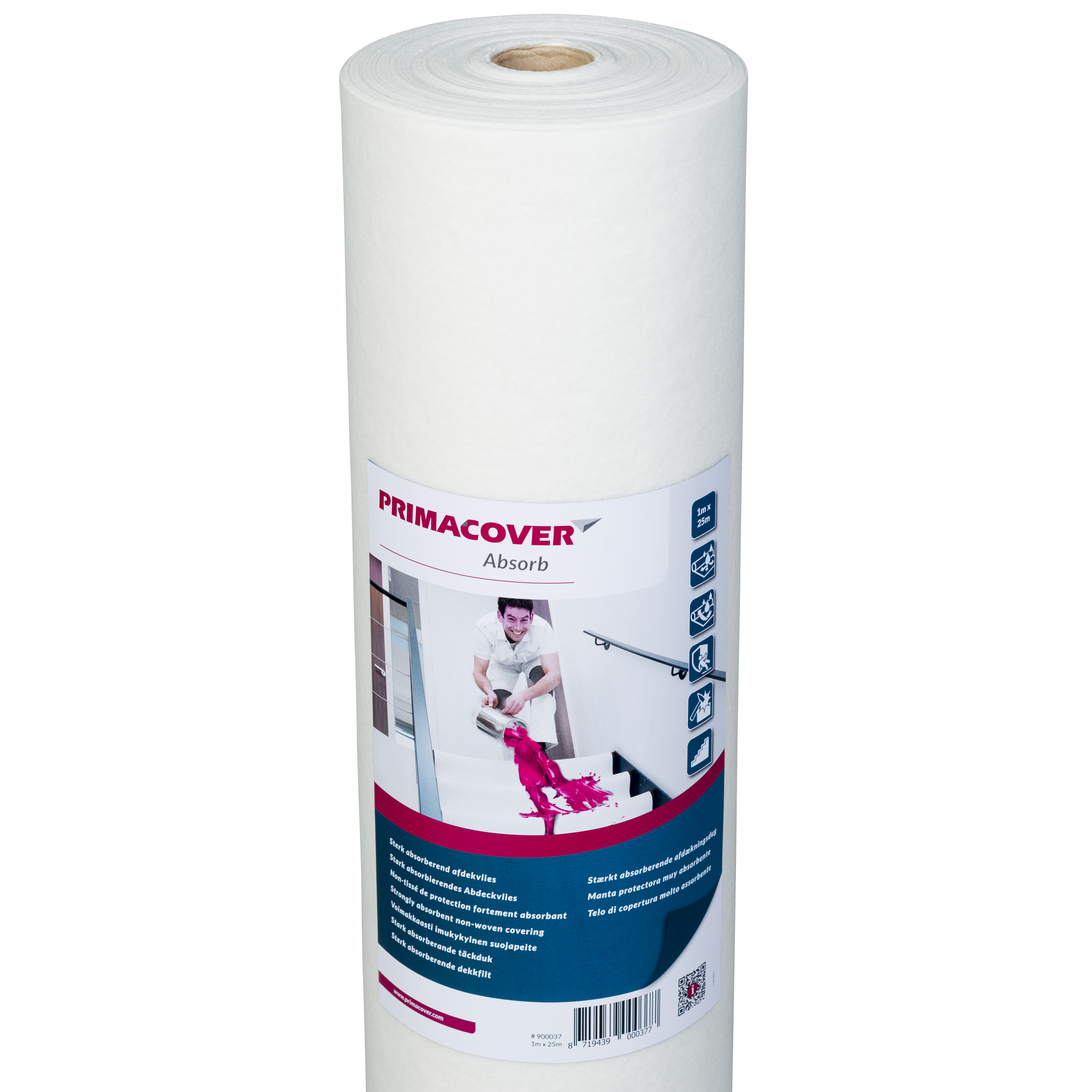 Product afbeelding voor PrimaCover Afdekvlies Absorb 1x25m Wit Absorberend