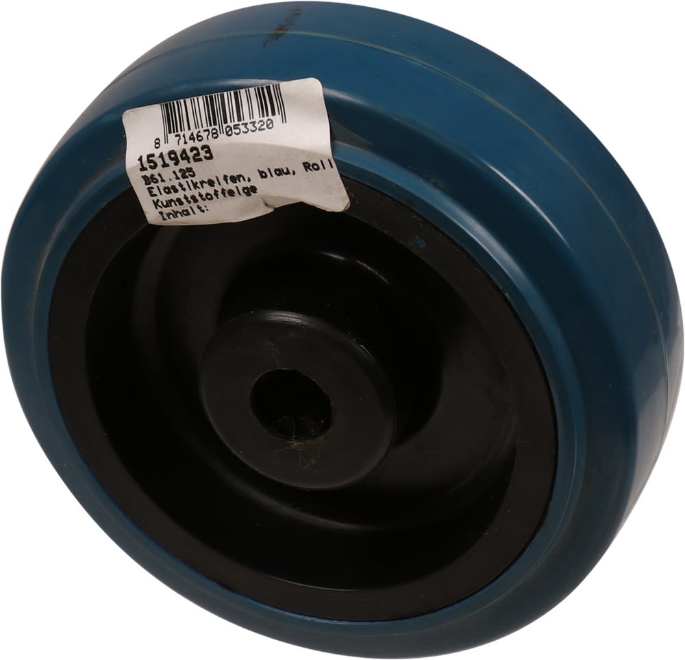 Kelfort Wiel Met Glijlager 125mm Loopvlak Rubber Blauw Velg Zwart