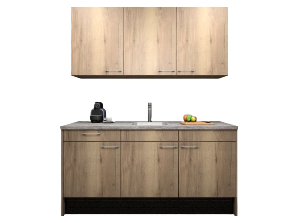 Product afbeelding voor Procasa Keuken 180cm Compleet Mountain Oak Inclusief Onderbouw Koelkast