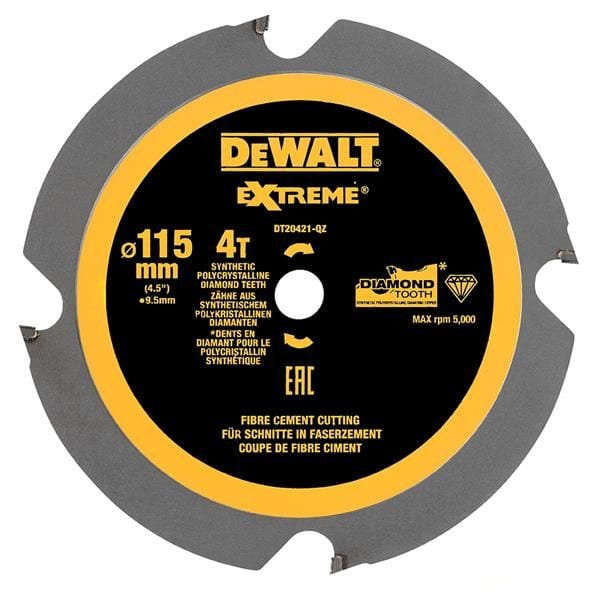 DeWALT Cirkelzaagblad Extreme DT20421QZ 115x10mm 4tands Laminaat/Vezelcement