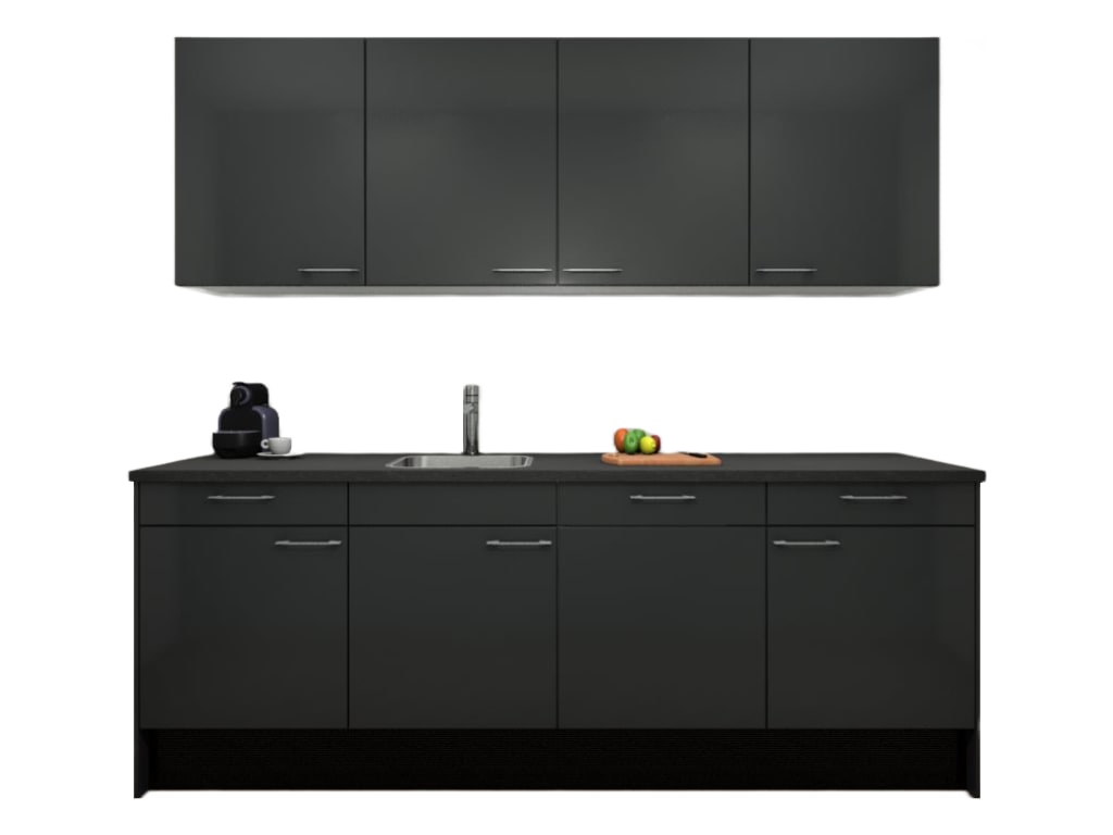 Product afbeelding voor Procasa Keuken 240cm Compleet Dark Grey Spoelbak Links Uit Midden Met Geintegreerde Vaatwasser