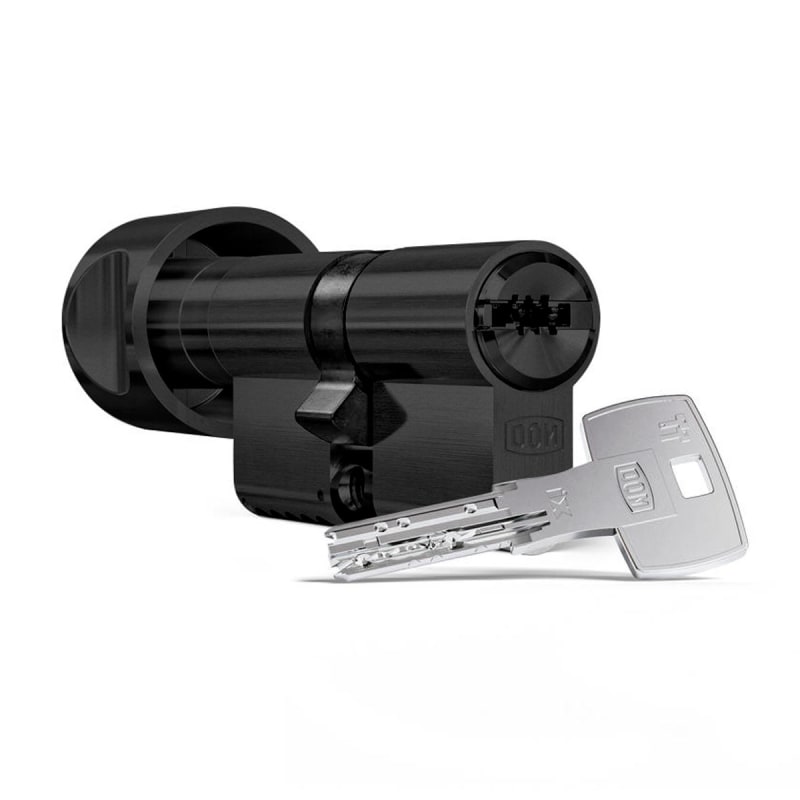 DOM Profielcilinder Met Knop 333 Plura K55/35mm SKG2 Zwart Met 3 Sleutels