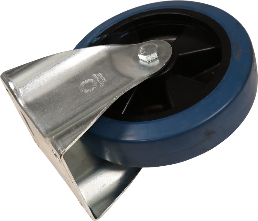 Kelfort Bokwiel Met Glijlager 200mm 400kg Met Bevestigingsplaat Verzinkt Blauw