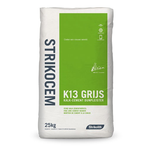 Product afbeelding voor Strikocem K13 Kalk-Cement Dunpleister 25kg Wit