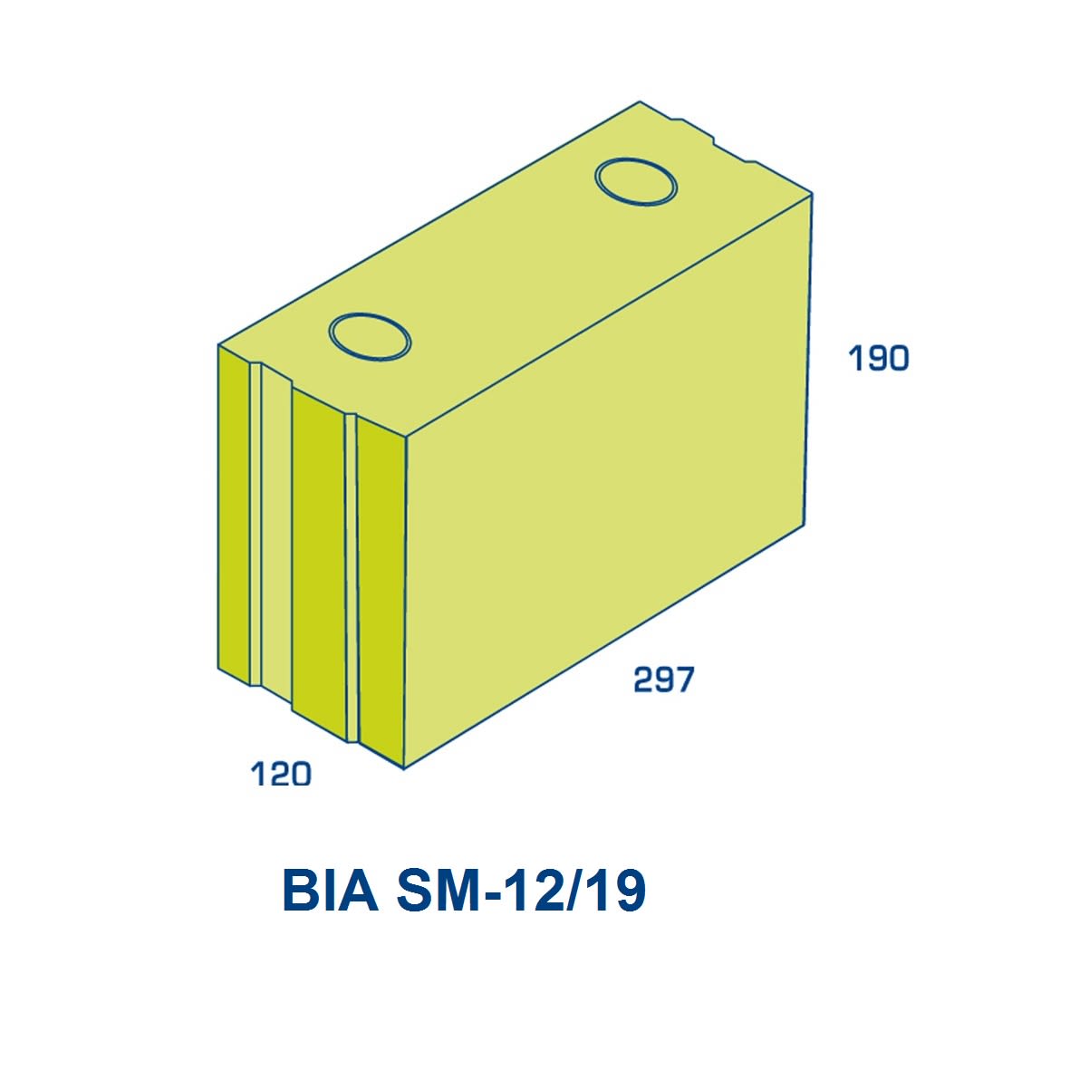 Product afbeelding voor BIA Stootvoegloos Metselblok Grindbeton SM12/19 Klinker 297x120x190mm Vuilwerk