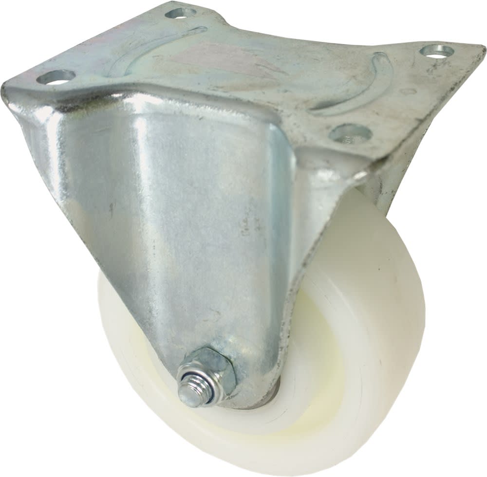 Kelfort Bokwiel Met Rollager 125mm 700kg Met Bevestigingsplaat Verzinkt Wit