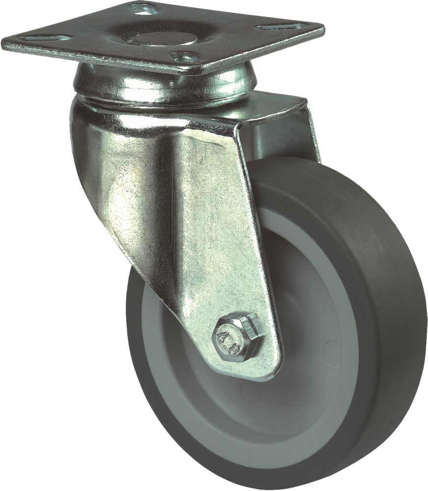 Kelfort Zwenkwiel Met Glijlager 75mm 60kg Met Bevestigingsplaat Verzinkt Zwart