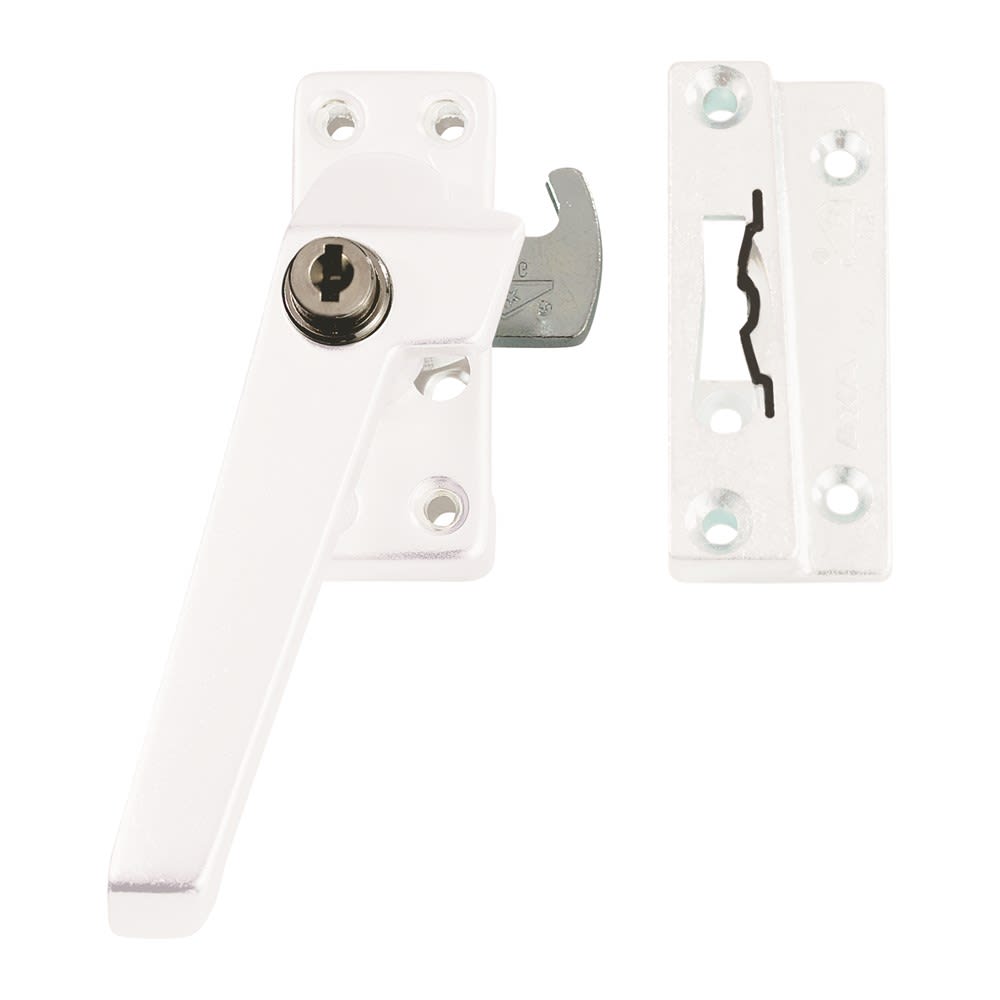 AXA Veiligheidsraamsluiting Met Haakschoot/Cilindersluiting Links Aluminium Wit