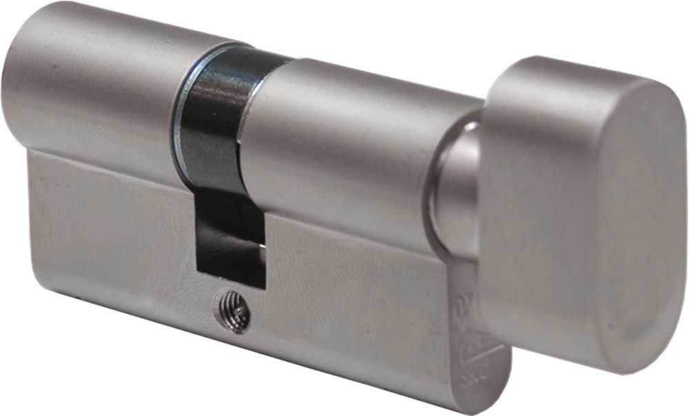 Oxloc Profielcilinder Met Knop Dubbel 40/K30mm Staal Vernikkeld Mat Gelijksluitend 1st