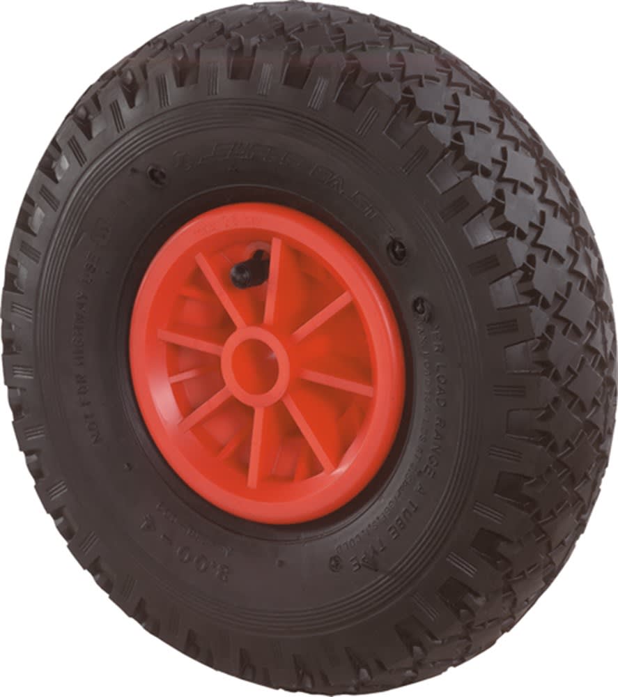 Kelfort Luchtbandwiel Met Rollager 260mm Loopvlak Rubber Zwart Velg Rood