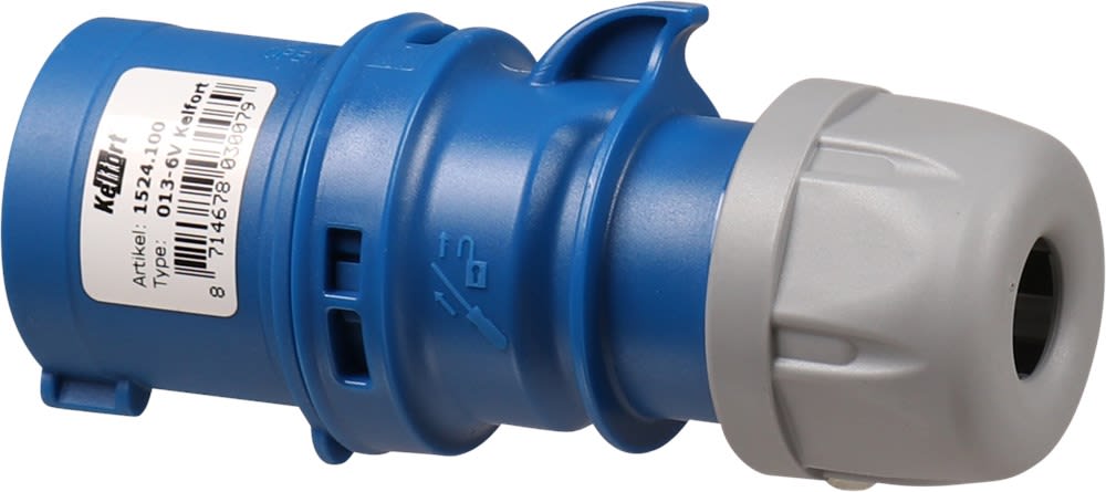 Kelfort Stekker Randaarde Recht 2-polig 230V 16A CEE Kunststof Blauw/Grijs