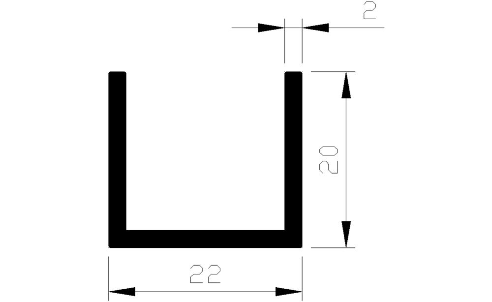 AluArt U-Profiel 20x22x20x2mm 3m