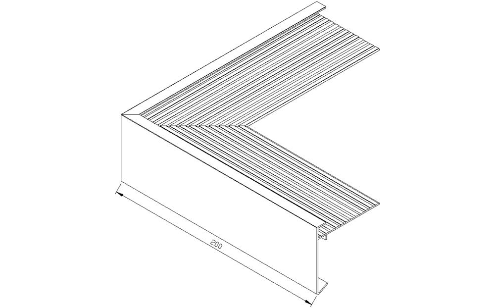 AluArt Uitwendige Hoek 200x200mm Dakrand 60x64mm