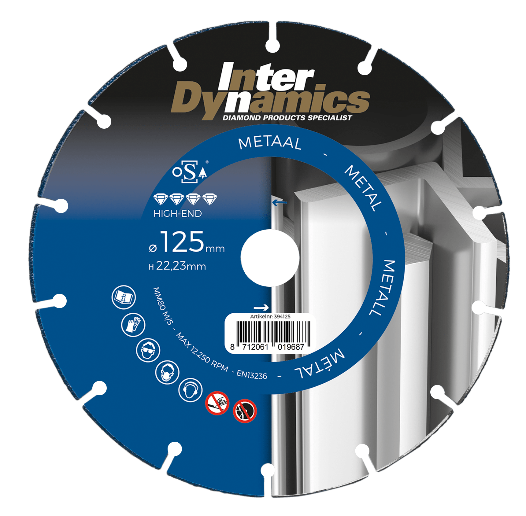 InterDynamics Diamantzaagblad High-End 125x22,23mm Voor Metaal