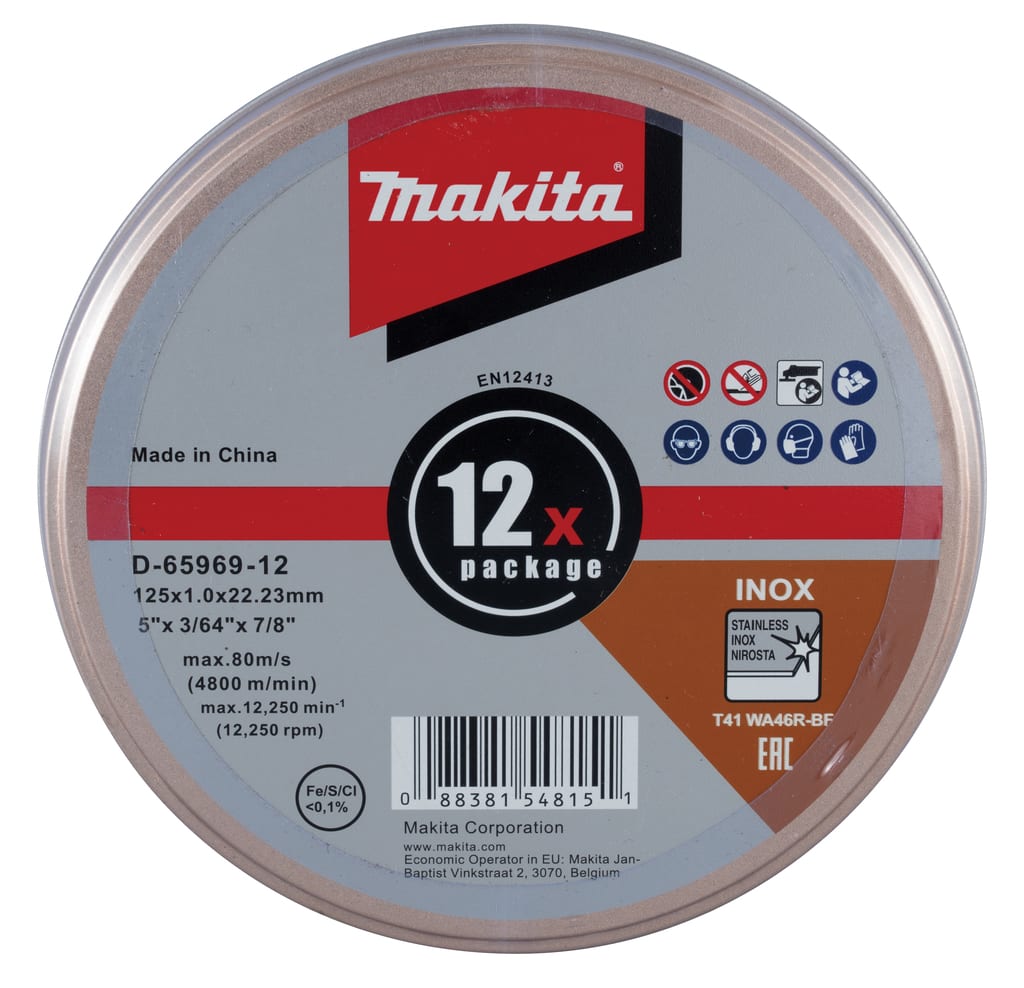 Product afbeelding voor Makita Doorslijpschijf D-65969 125x22,2mm RVS 12st