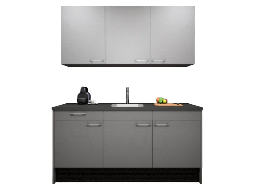 Procasa Keuken 180cm Compleet Grey Inclusief Onderbouw Koelkast