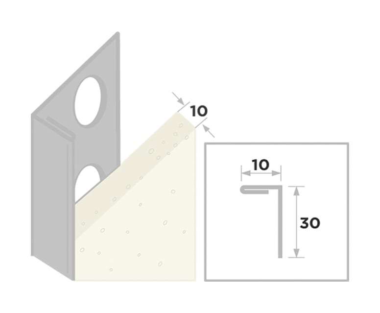 Product afbeelding voor Ripstaal Stucstopprofiel 2180 260cm 10mm RVS