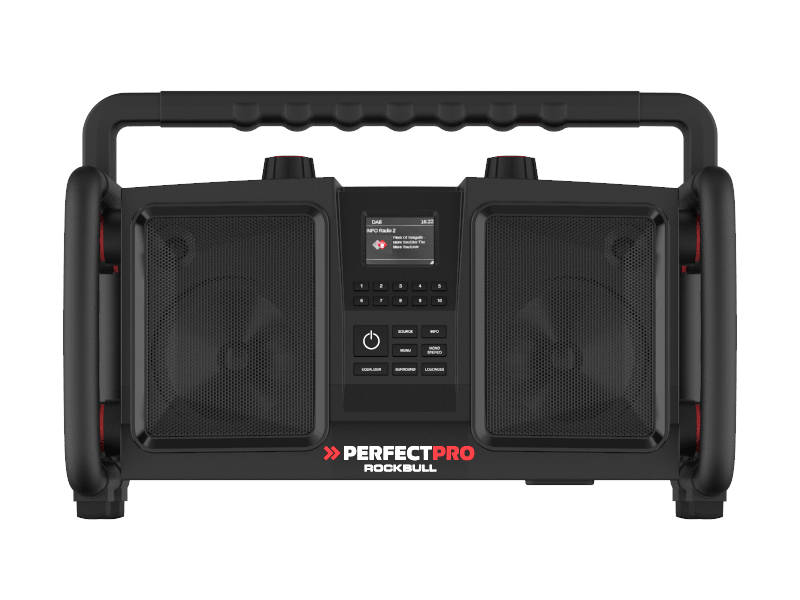 Perfectpro Bouwradio RockBull Dab+ FM Bluetooth USB Oplaadbaar Zwart