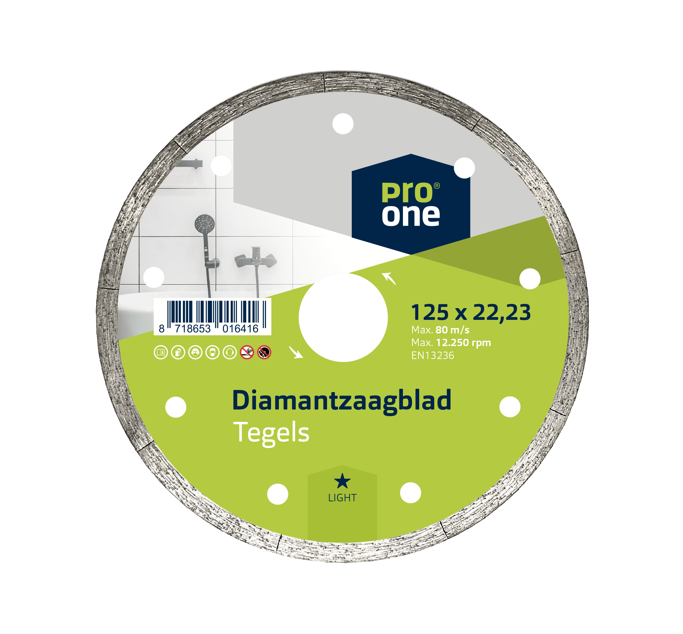 ProOne Diamantzaagblad 125x22,23mm Light Tegels