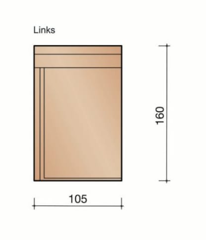 Kloosterwaard Einddorpel Links 16cm IJzerkleur Opstaande Rand 20mm Kering