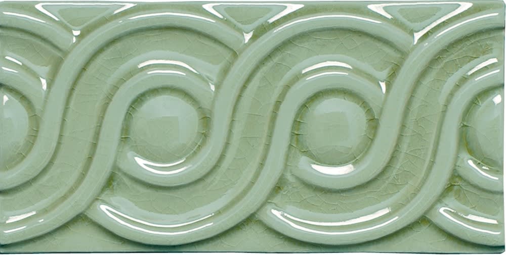 Strip Modernista Relieve Clasico Verde Claro 7,5x15cm Glanzend