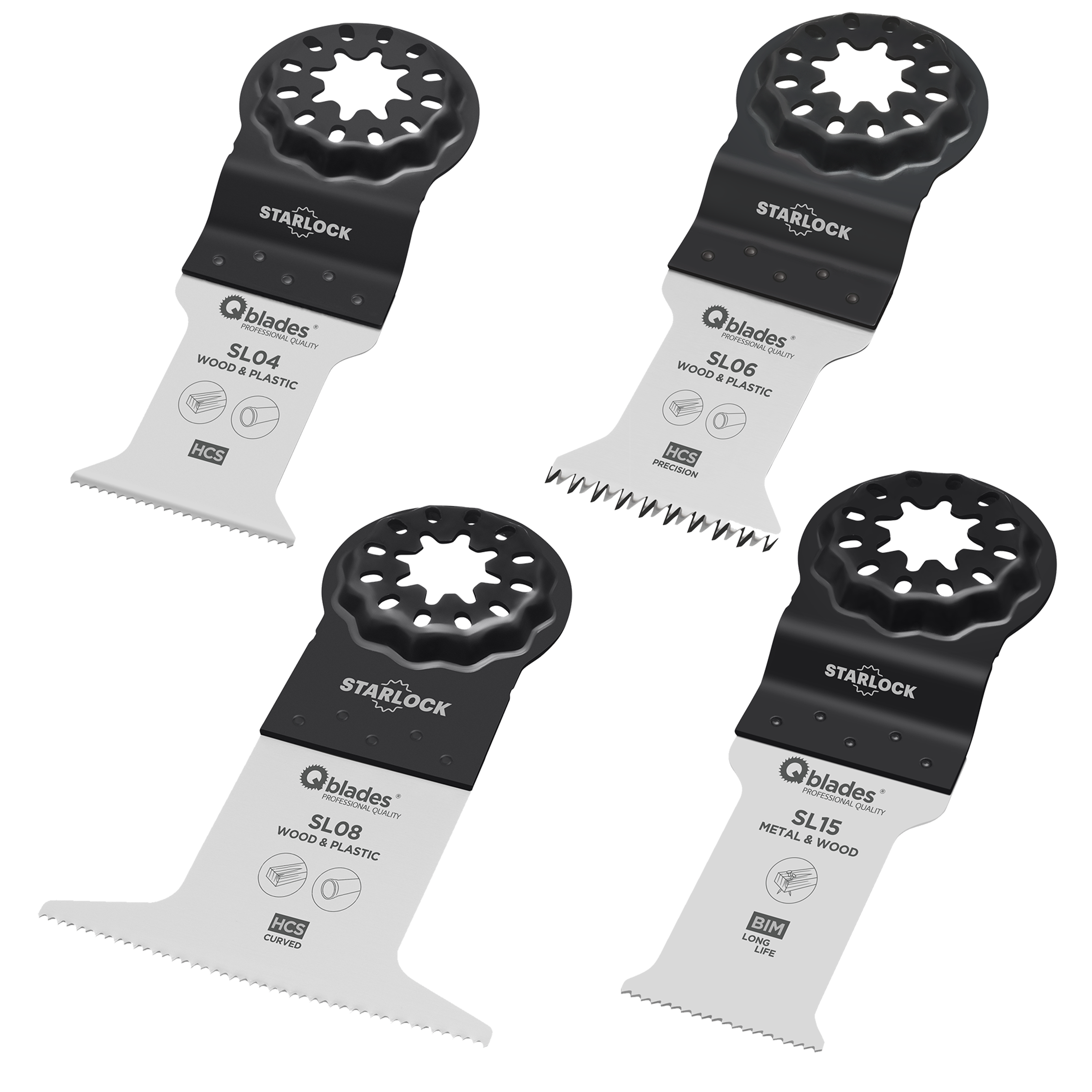 Qblades Zaagbladenset Standaard SL92 4st Hout/Metaal