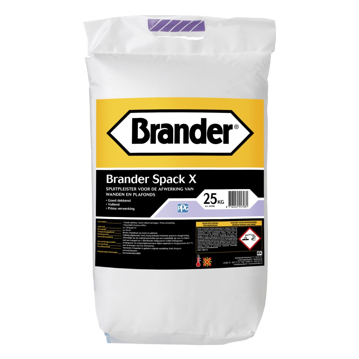 Product afbeelding voor Branderspack X Spuitpleister 25kg Wit
