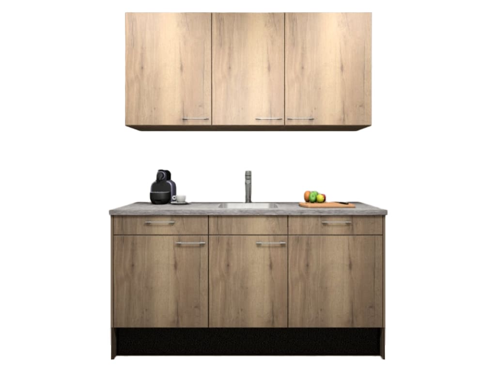 Procasa Keuken 170cm Compleet Mountain Oak Inclusief Vaatwasser Volledig Geintegreerd