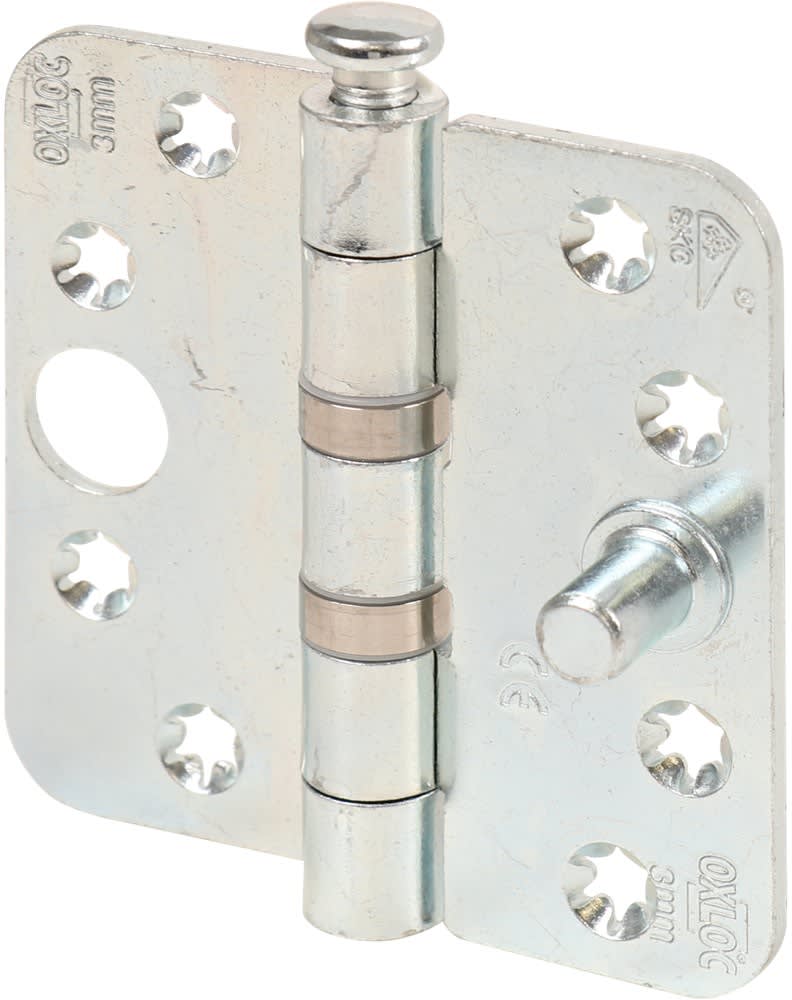 Oxloc Veiligheidsschijflagerscharnier Ronde Hoeken 89x89mm SKG3 Elektrolytisch Verzinkt 1st