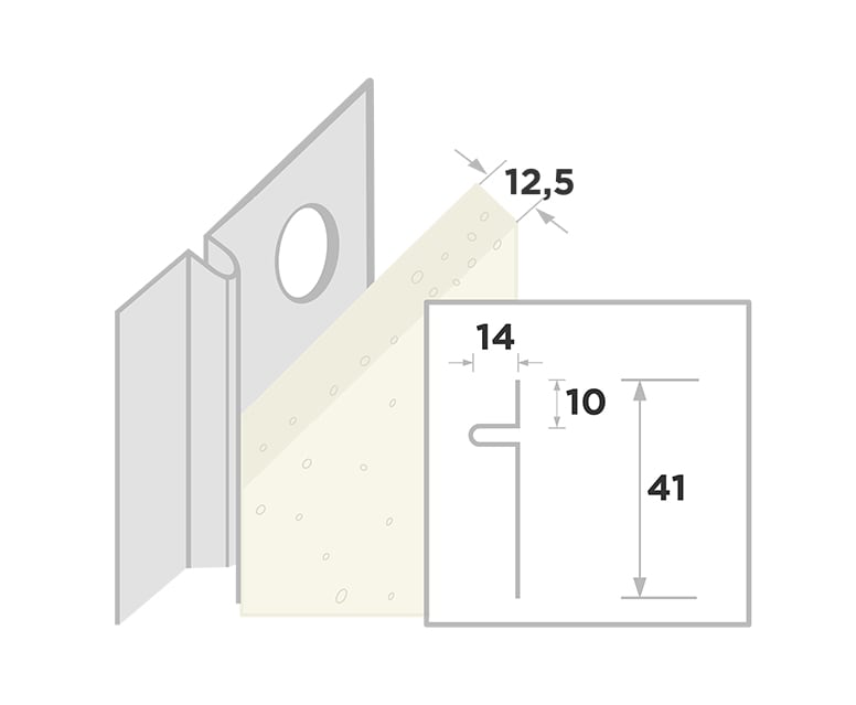 Ripstaal Stucstop Aansluitprofiel 1314 300cm 12.5mm Verzinkt Staal