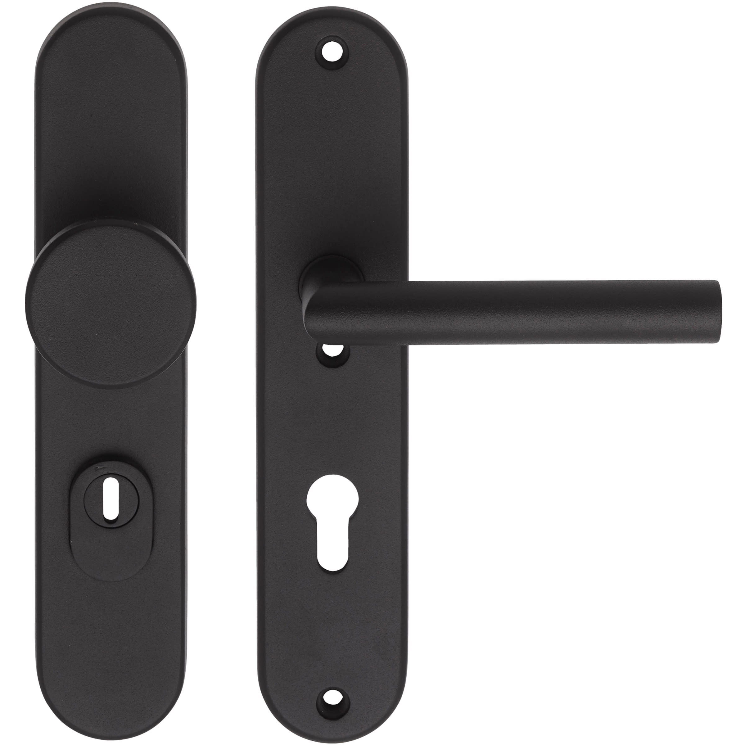 Skantrae Hang&Sluitwerkpakket 82 201-211 R4 Zwart Metis Ovaal Kruk-Knop Meerpuntssluiting En 4x AXA Scharnier